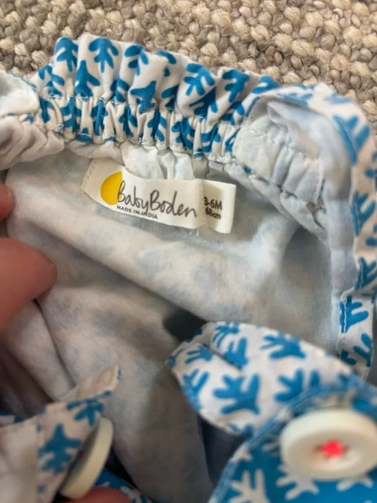 Baby Boden Romper with Bright Pink Trim- 3-6 Months - Picture 3 of 3